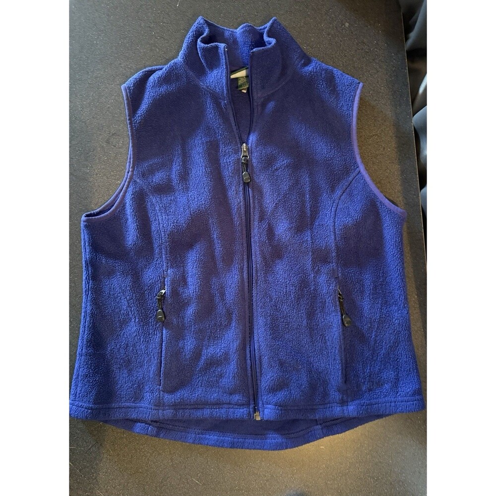 L.L. Bean Women's L Blue Fleece Vest Zip Pockets Classic Cozy Layering